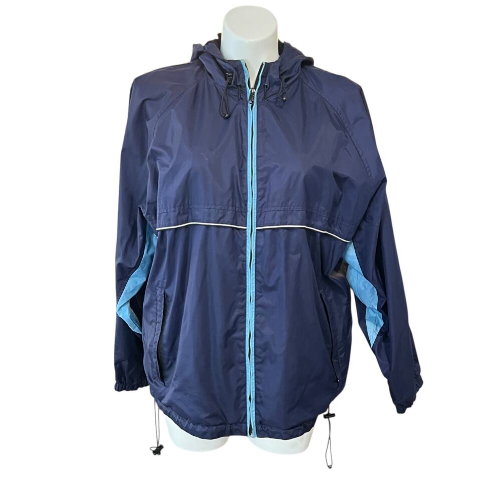 Sideout Vintage Unisex Hooded Large Navy Blue Full Zip Windbreaker